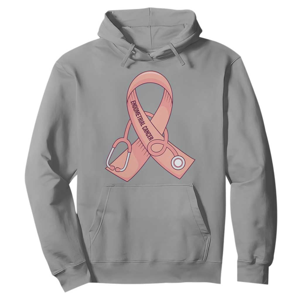 Endometrial Cancer Healthcare Warrior Hoodie Peach Stethoscope Nurse