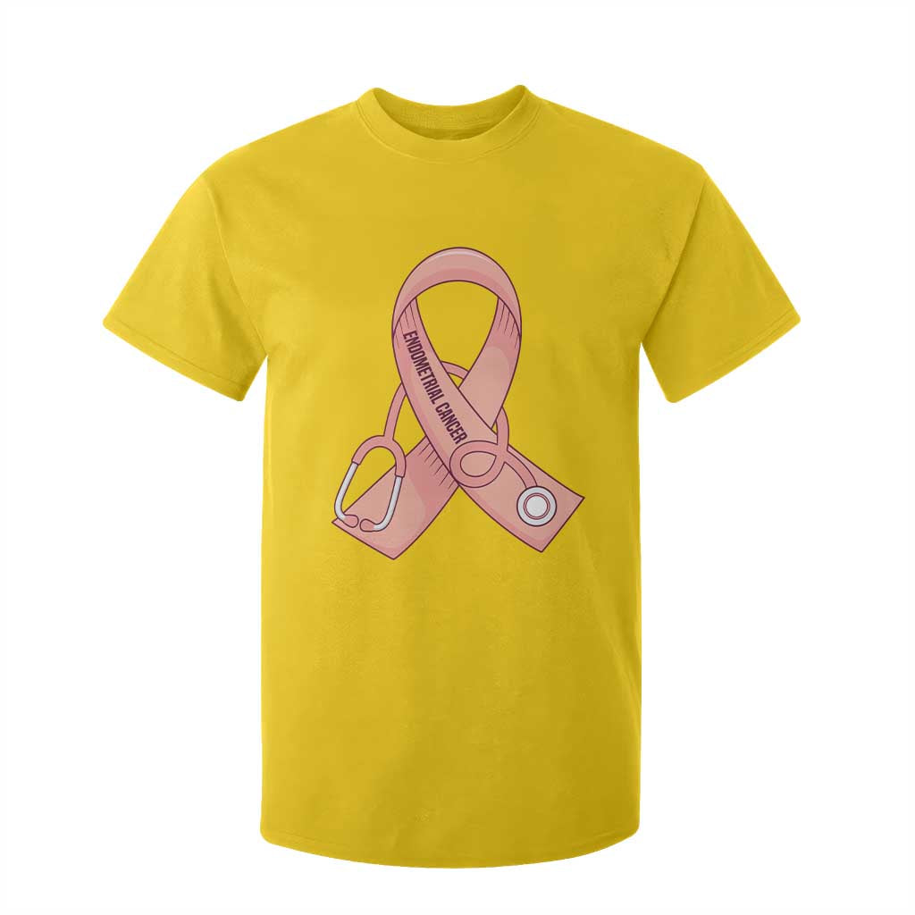 Endometrial Cancer Healthcare Warrior T Shirt For Kid Peach Stethoscope Nurse