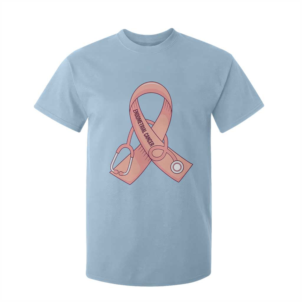 Endometrial Cancer Healthcare Warrior T Shirt For Kid Peach Stethoscope Nurse