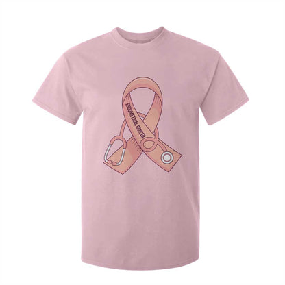 Endometrial Cancer Healthcare Warrior T Shirt For Kid Peach Stethoscope Nurse