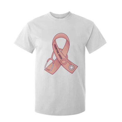 Endometrial Cancer Healthcare Warrior T Shirt For Kid Peach Stethoscope Nurse