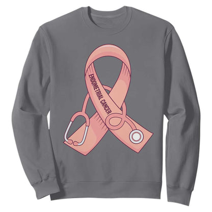 Endometrial Cancer Healthcare Warrior Sweatshirt Peach Stethoscope Nurse