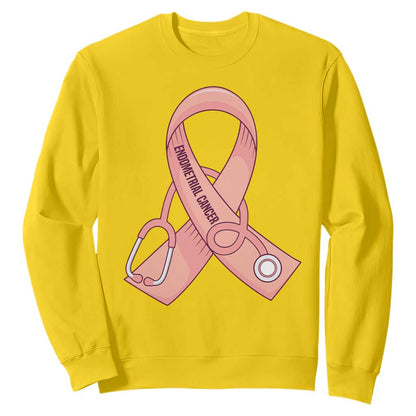 Endometrial Cancer Healthcare Warrior Sweatshirt Peach Stethoscope Nurse