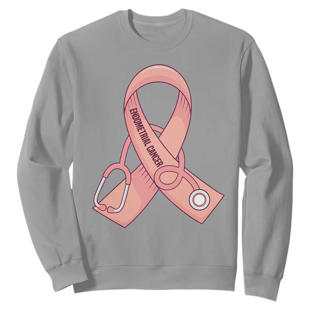 Endometrial Cancer Healthcare Warrior Sweatshirt Peach Stethoscope Nurse