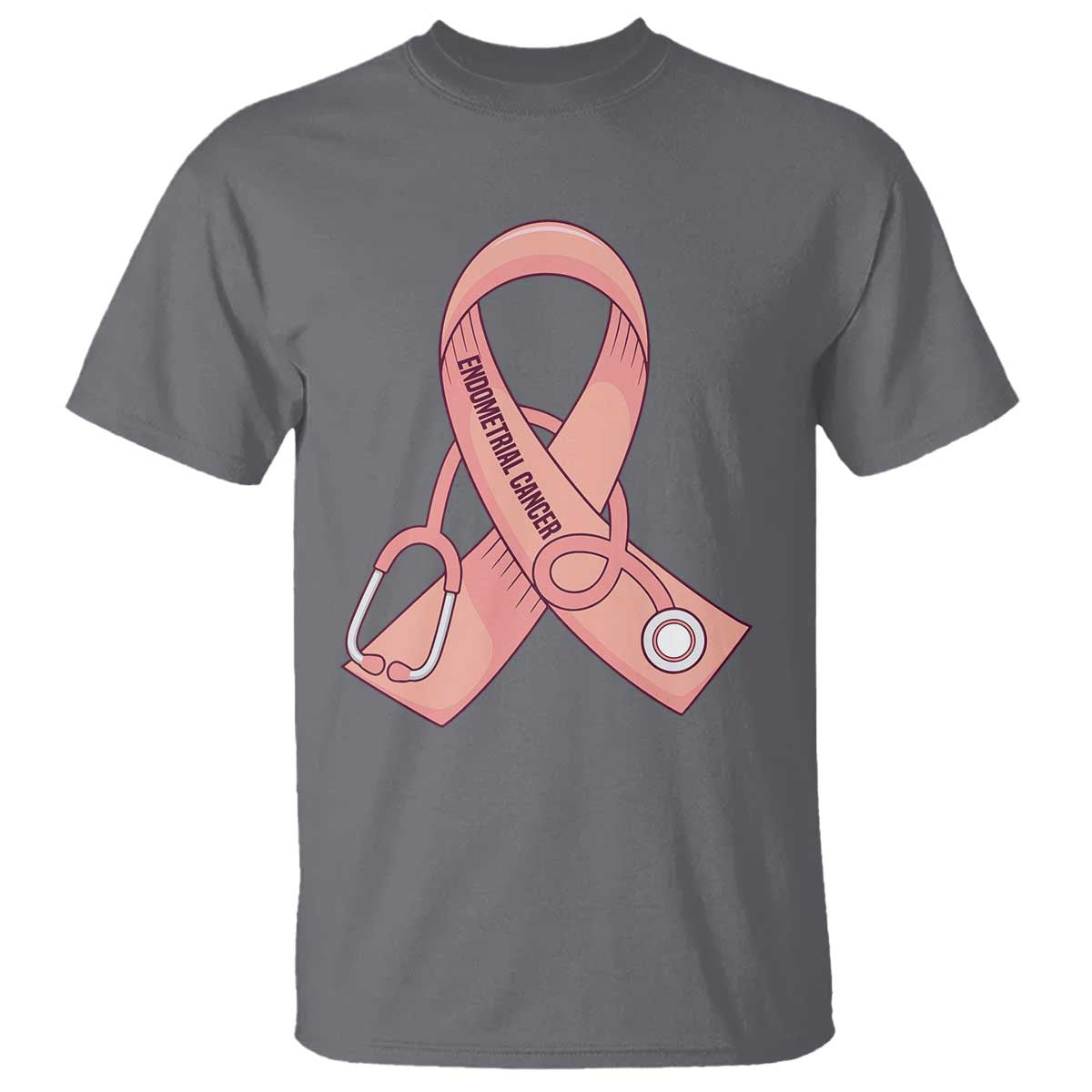 Endometrial Cancer Healthcare Warrior T Shirt Peach Stethoscope Nurse