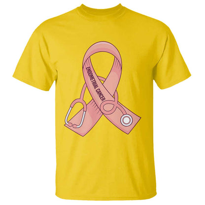 Endometrial Cancer Healthcare Warrior T Shirt Peach Stethoscope Nurse