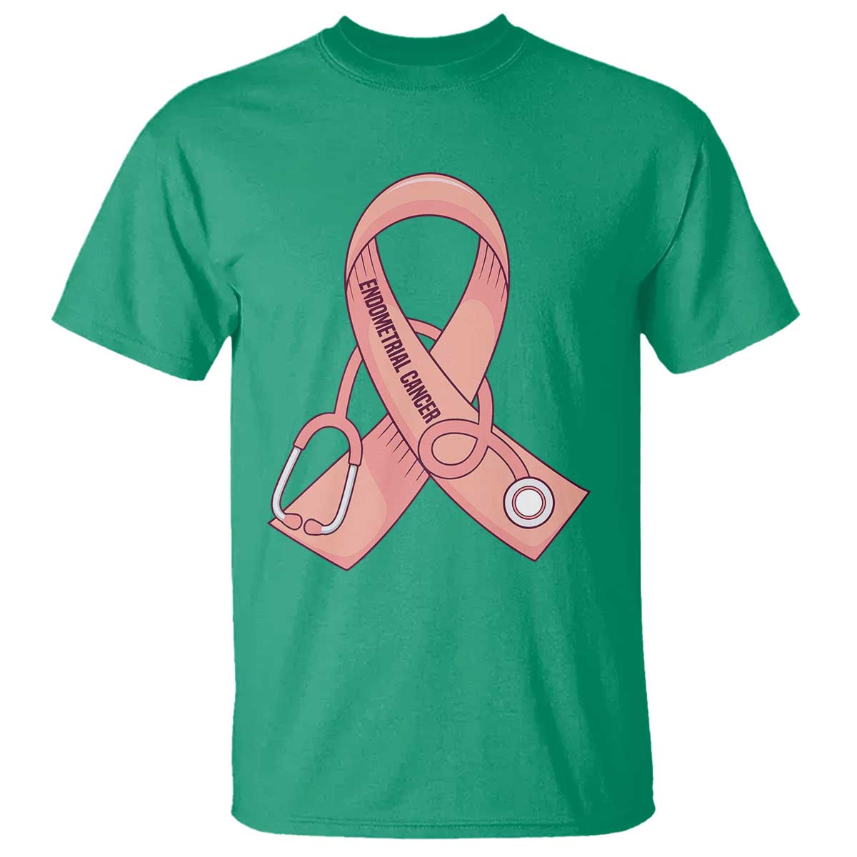 Endometrial Cancer Healthcare Warrior T Shirt Peach Stethoscope Nurse