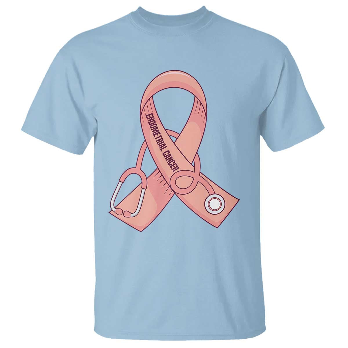 Endometrial Cancer Healthcare Warrior T Shirt Peach Stethoscope Nurse