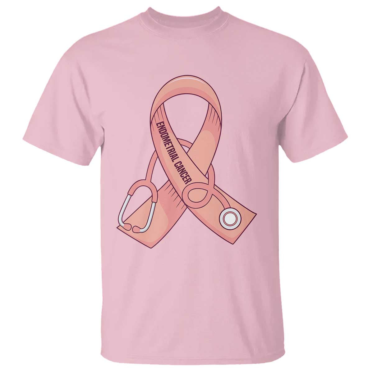 Endometrial Cancer Healthcare Warrior T Shirt Peach Stethoscope Nurse