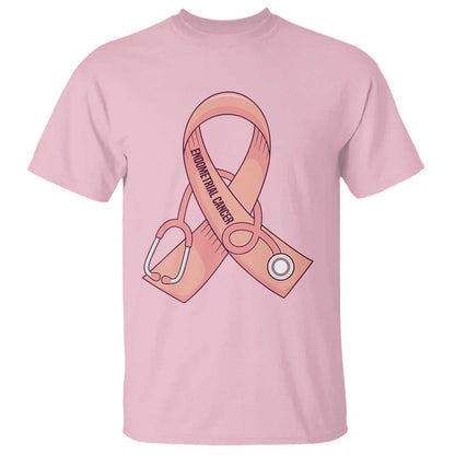 Endometrial Cancer Healthcare Warrior T Shirt Peach Stethoscope Nurse