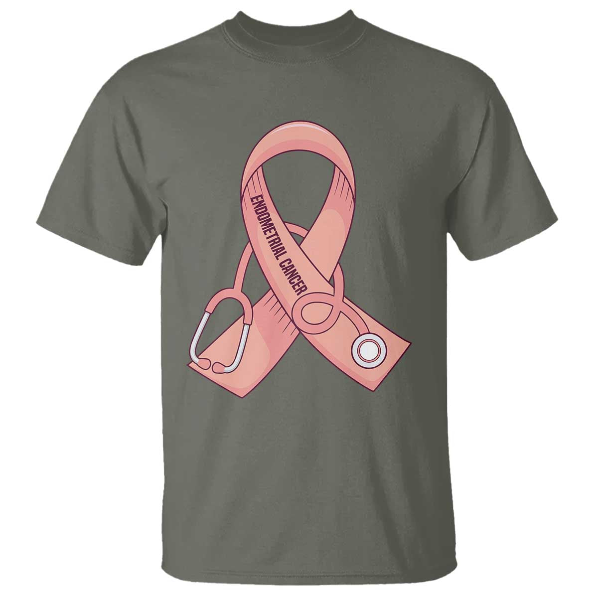 Endometrial Cancer Healthcare Warrior T Shirt Peach Stethoscope Nurse