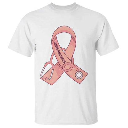 Endometrial Cancer Healthcare Warrior T Shirt Peach Stethoscope Nurse