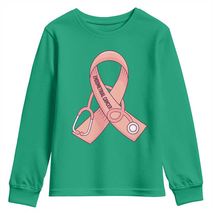 Endometrial Cancer Healthcare Warrior Youth Sweatshirt Peach Stethoscope Nurse