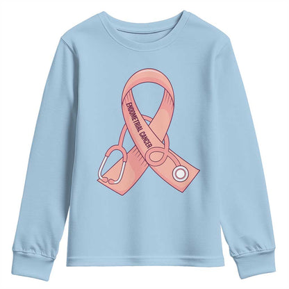 Endometrial Cancer Healthcare Warrior Youth Sweatshirt Peach Stethoscope Nurse