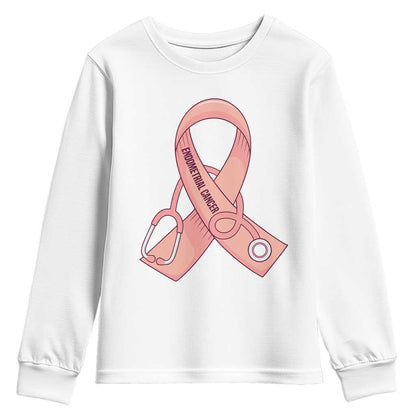 Endometrial Cancer Healthcare Warrior Youth Sweatshirt Peach Stethoscope Nurse