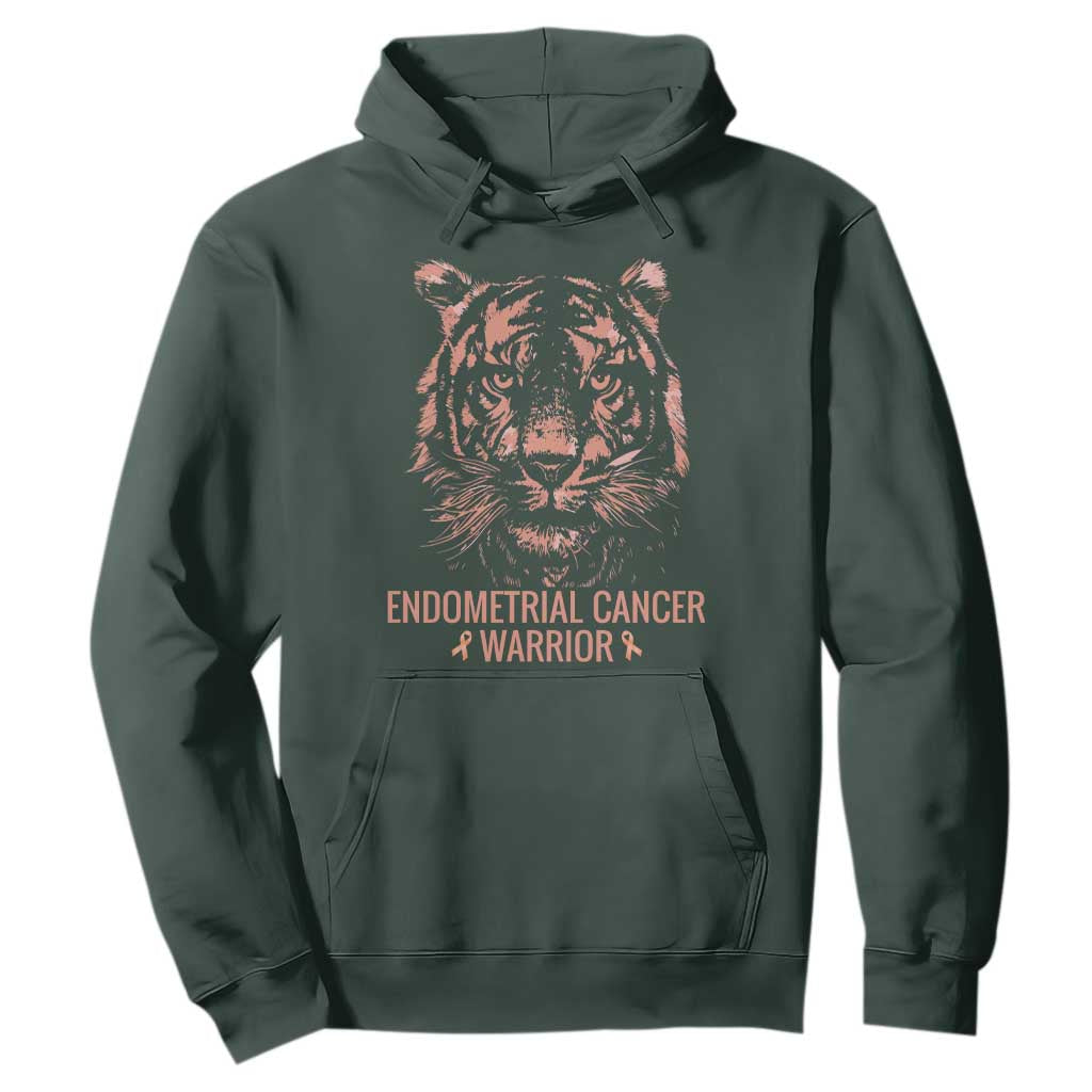 Endometrial Cancer Warrior Tiger Hoodie Strength Courage Hope