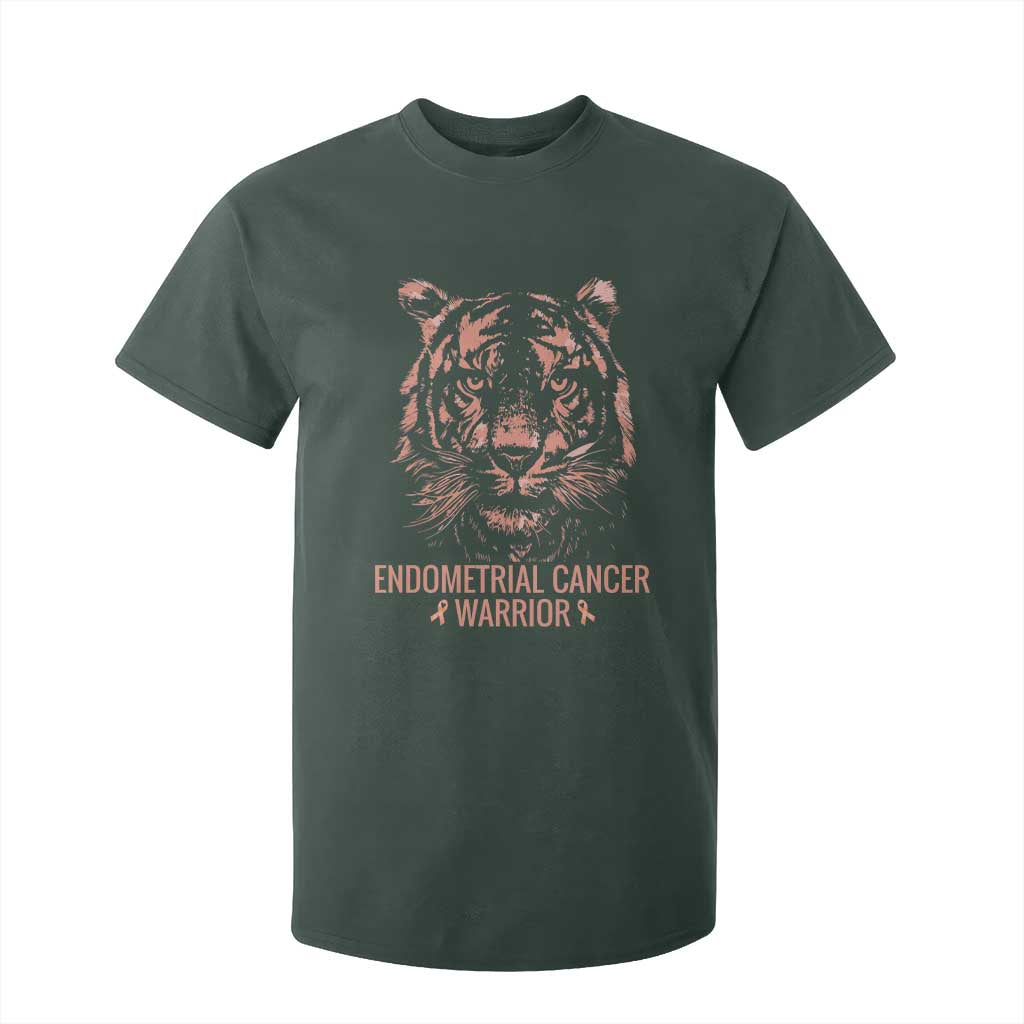 Endometrial Cancer Warrior Tiger T Shirt For Kid Strength Courage Hope