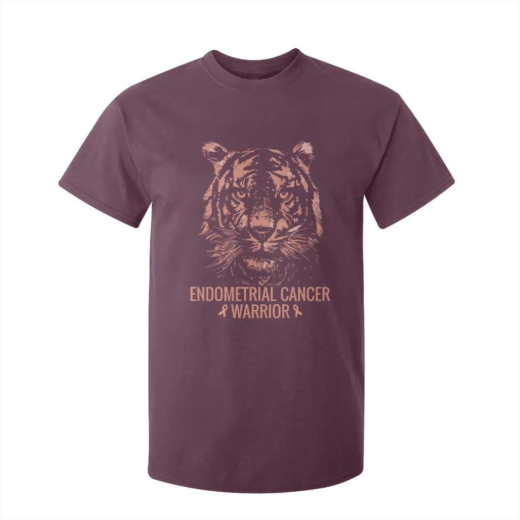 Endometrial Cancer Warrior Tiger T Shirt For Kid Strength Courage Hope