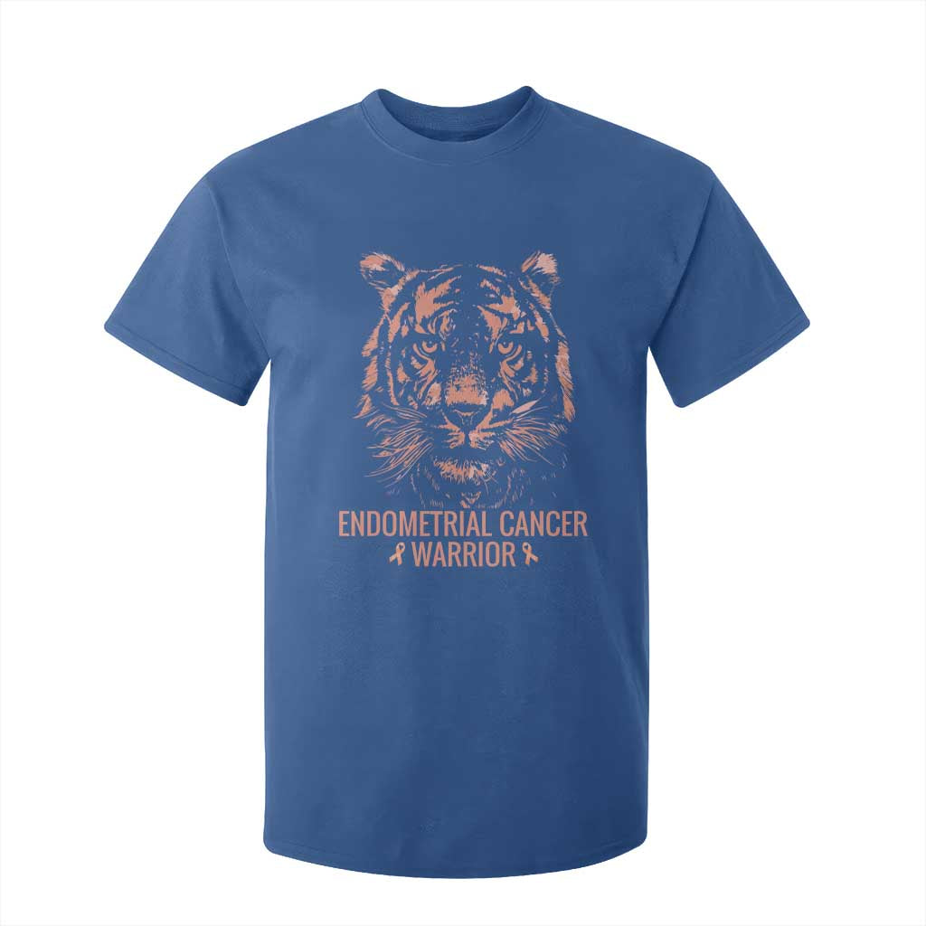 Endometrial Cancer Warrior Tiger T Shirt For Kid Strength Courage Hope