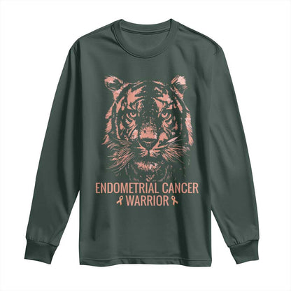 Endometrial Cancer Warrior Tiger Long Sleeve Shirt Strength Courage Hope