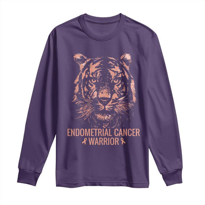 Endometrial Cancer Warrior Tiger Long Sleeve Shirt Strength Courage Hope