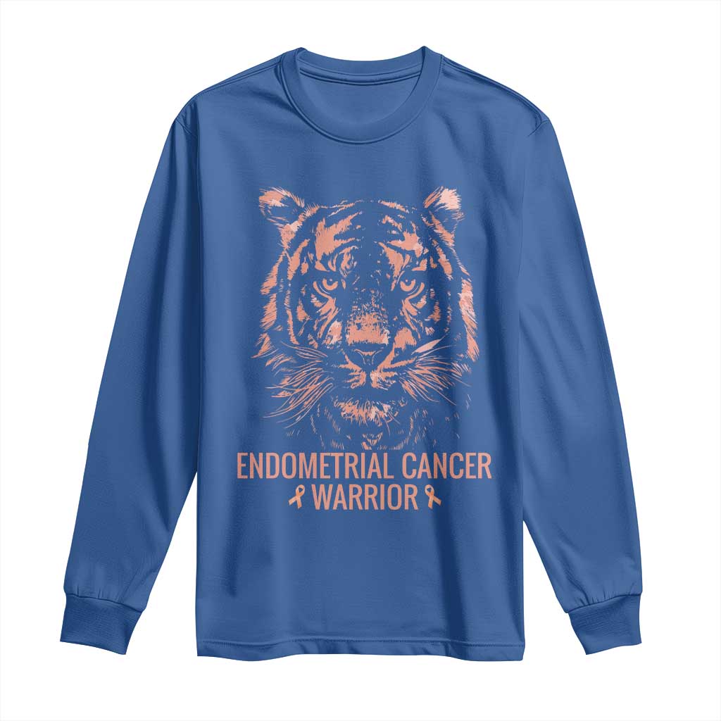 Endometrial Cancer Warrior Tiger Long Sleeve Shirt Strength Courage Hope