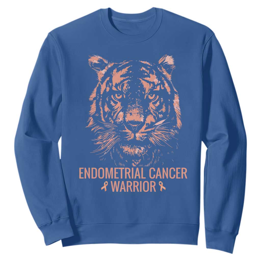 Endometrial Cancer Warrior Tiger Sweatshirt Strength Courage Hope