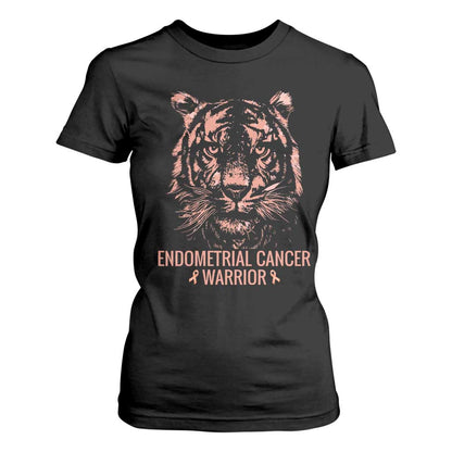 Endometrial Cancer Warrior Tiger T Shirt For Women Strength Courage Hope