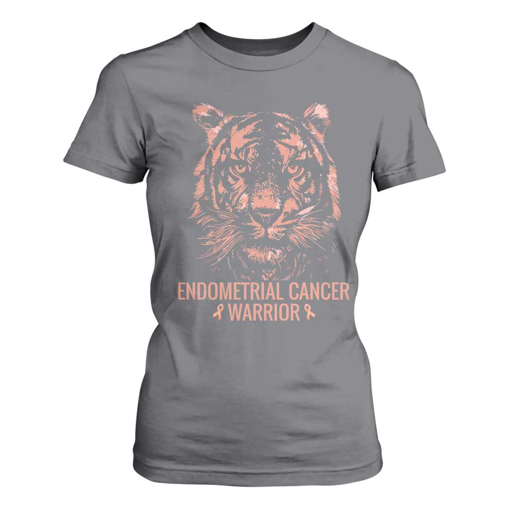 Endometrial Cancer Warrior Tiger T Shirt For Women Strength Courage Hope