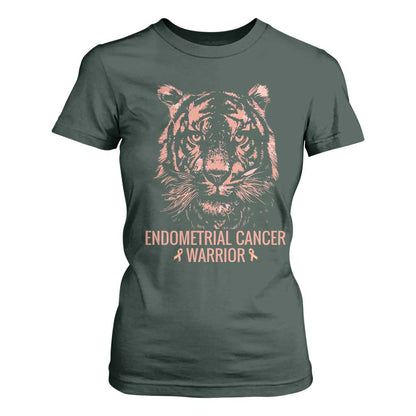 Endometrial Cancer Warrior Tiger T Shirt For Women Strength Courage Hope