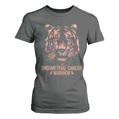 Endometrial Cancer Warrior Tiger T Shirt For Women Strength Courage Hope
