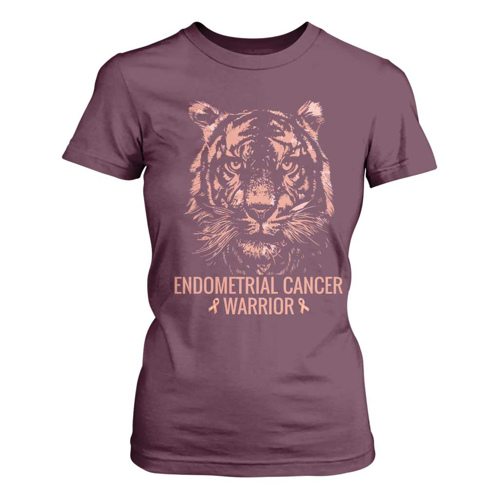 Endometrial Cancer Warrior Tiger T Shirt For Women Strength Courage Hope