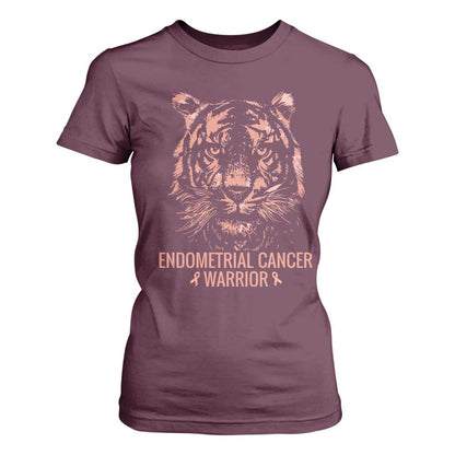 Endometrial Cancer Warrior Tiger T Shirt For Women Strength Courage Hope