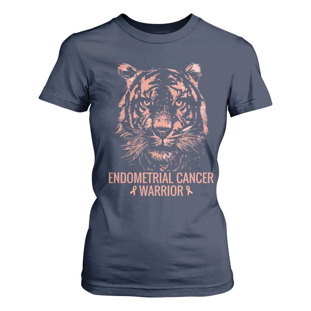 Endometrial Cancer Warrior Tiger T Shirt For Women Strength Courage Hope