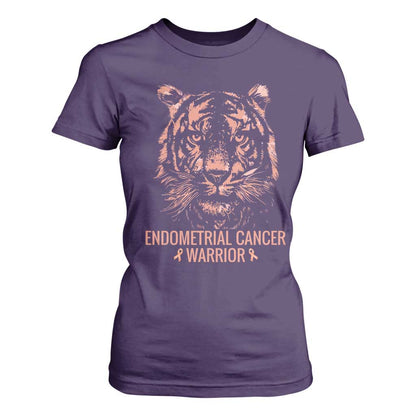 Endometrial Cancer Warrior Tiger T Shirt For Women Strength Courage Hope