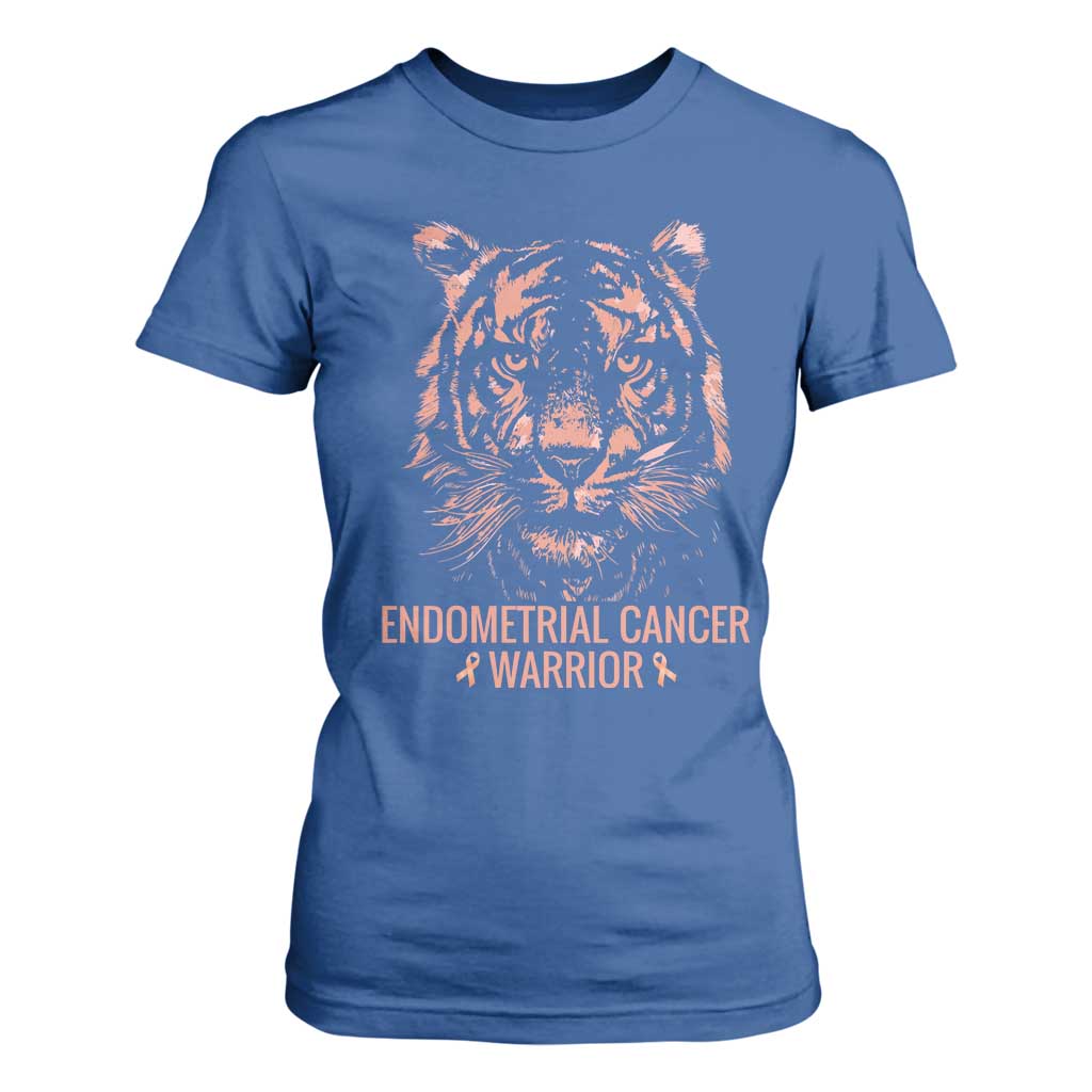 Endometrial Cancer Warrior Tiger T Shirt For Women Strength Courage Hope