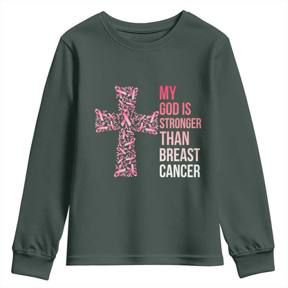 My God Is Stronger Than Breast Cancer Survivor Hope Gift Youth Sweatshirt
