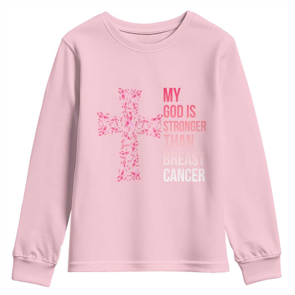 My God Is Stronger Than Breast Cancer Survivor Hope Gift Youth Sweatshirt