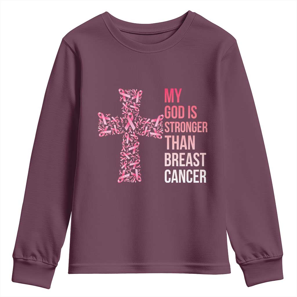My God Is Stronger Than Breast Cancer Survivor Hope Gift Youth Sweatshirt