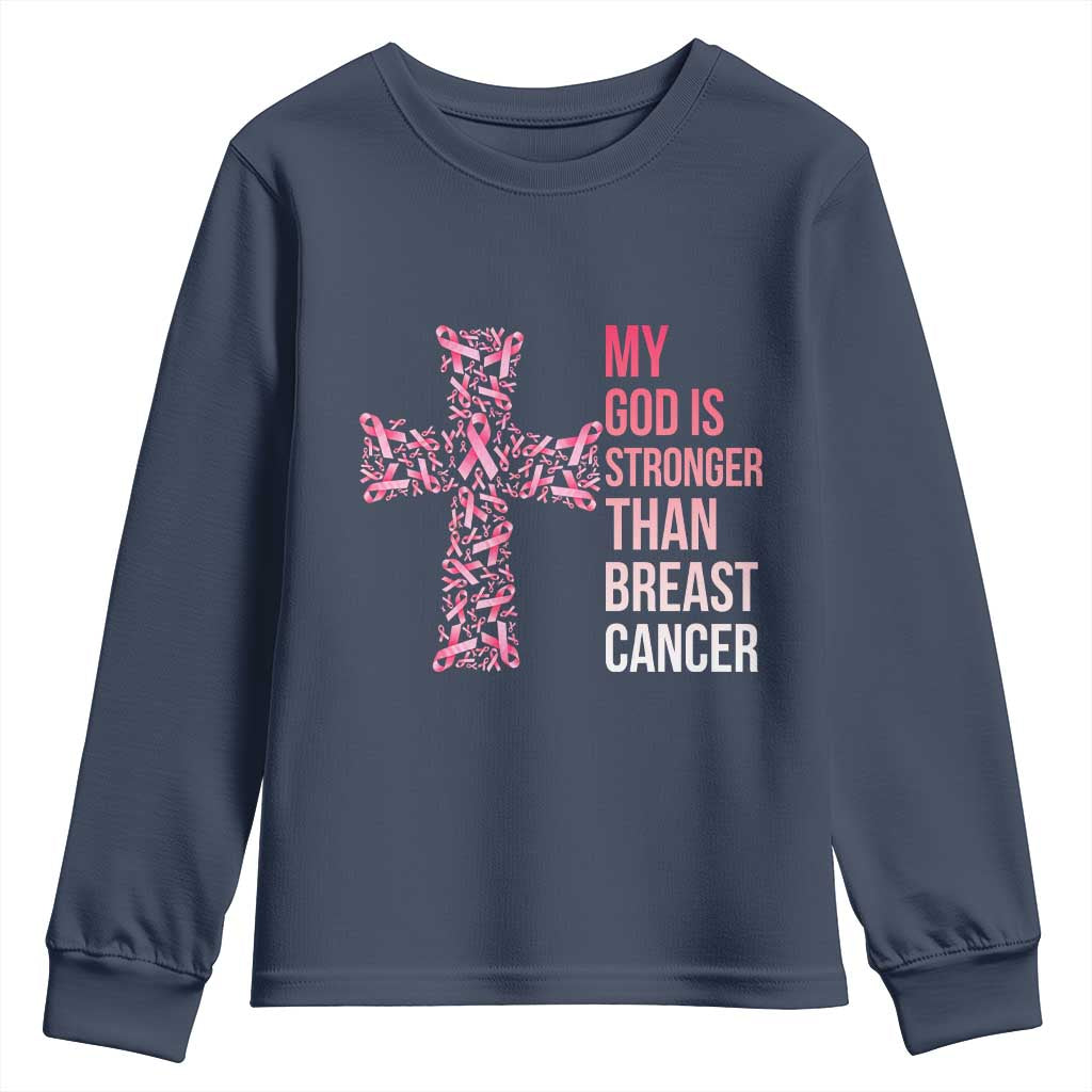 My God Is Stronger Than Breast Cancer Survivor Hope Gift Youth Sweatshirt