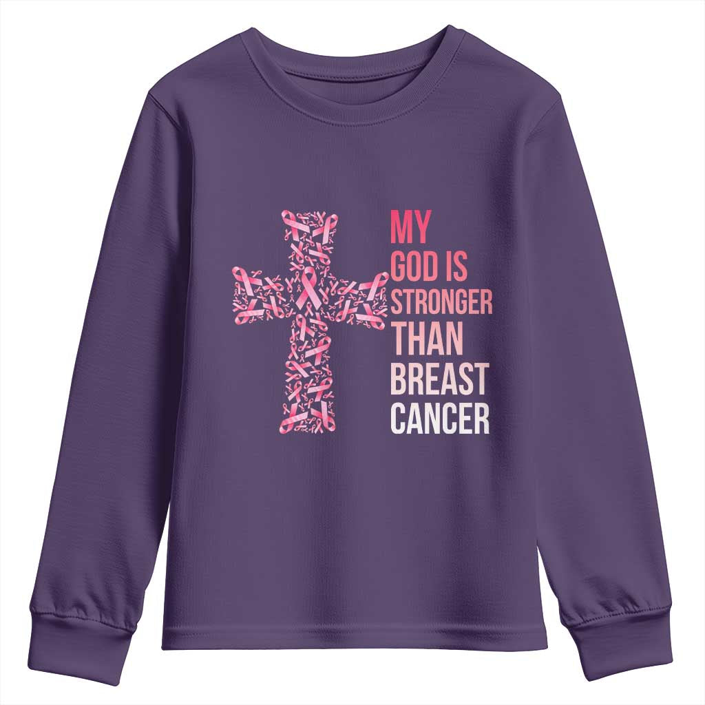 My God Is Stronger Than Breast Cancer Survivor Hope Gift Youth Sweatshirt