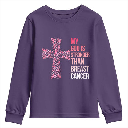 My God Is Stronger Than Breast Cancer Survivor Hope Gift Youth Sweatshirt