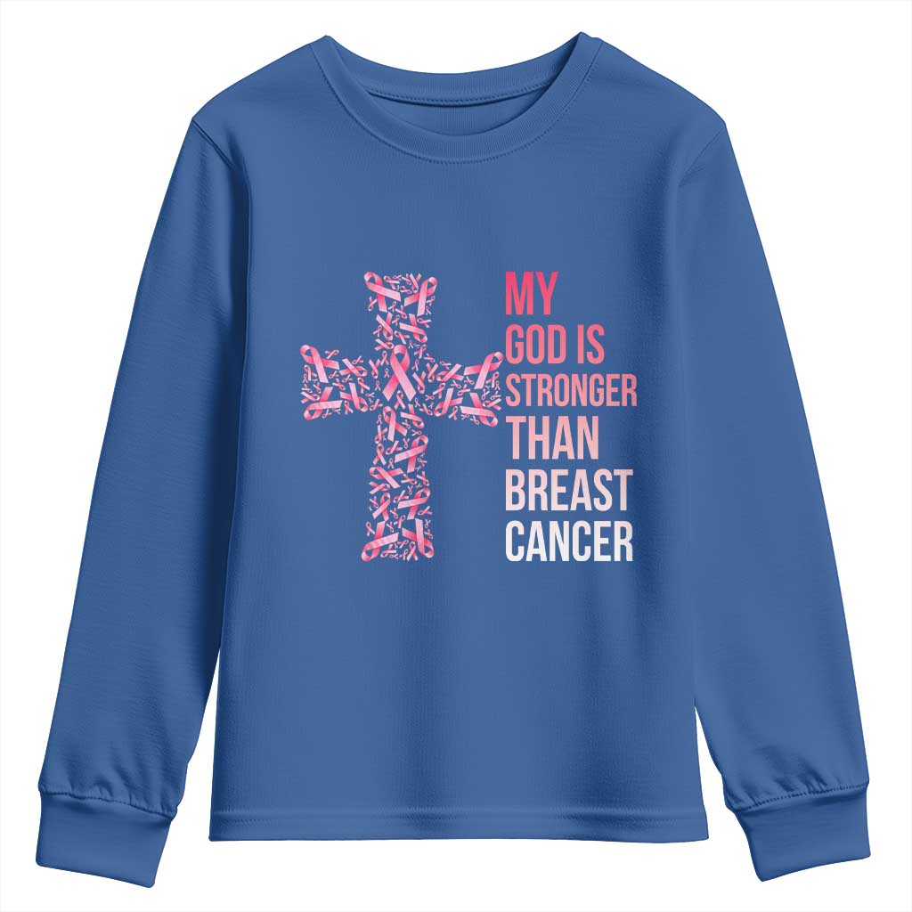 My God Is Stronger Than Breast Cancer Survivor Hope Gift Youth Sweatshirt