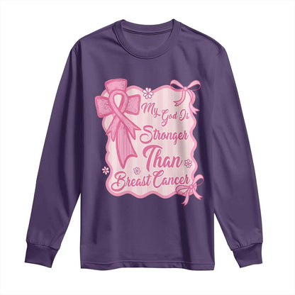 My God Is Stronger Than Breast Cancer Long Sleeve Shirt Christian Support Gift
