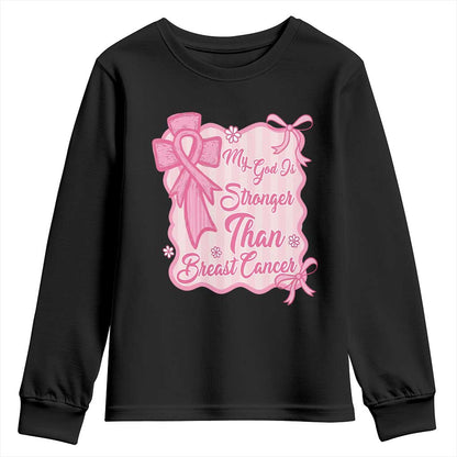 My God Is Stronger Than Breast Cancer Youth Sweatshirt Christian Support Gift