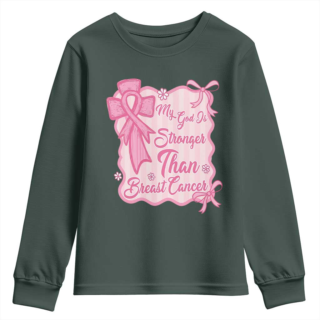 My God Is Stronger Than Breast Cancer Youth Sweatshirt Christian Support Gift