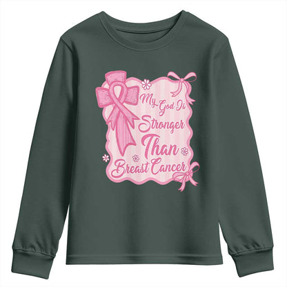 My God Is Stronger Than Breast Cancer Youth Sweatshirt Christian Support Gift