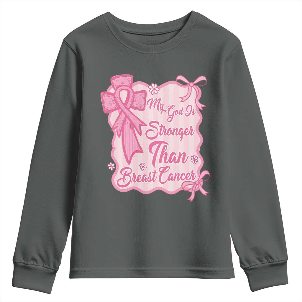 My God Is Stronger Than Breast Cancer Youth Sweatshirt Christian Support Gift