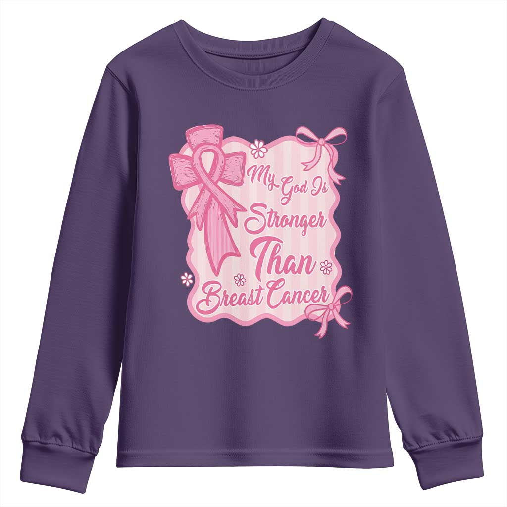 My God Is Stronger Than Breast Cancer Youth Sweatshirt Christian Support Gift