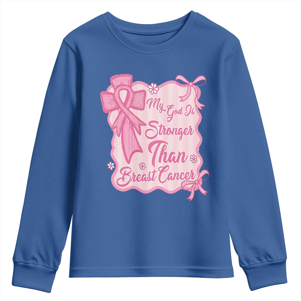My God Is Stronger Than Breast Cancer Youth Sweatshirt Christian Support Gift